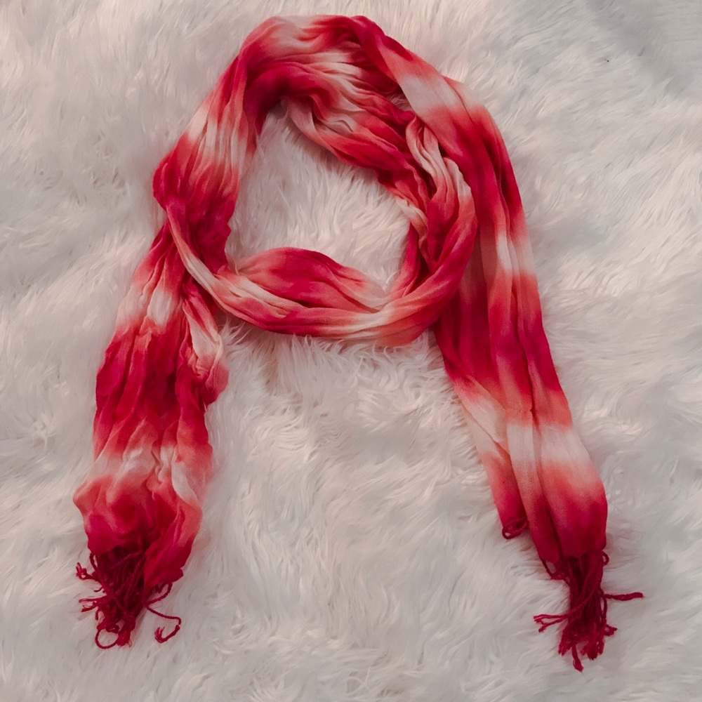 Pink and White Scarf